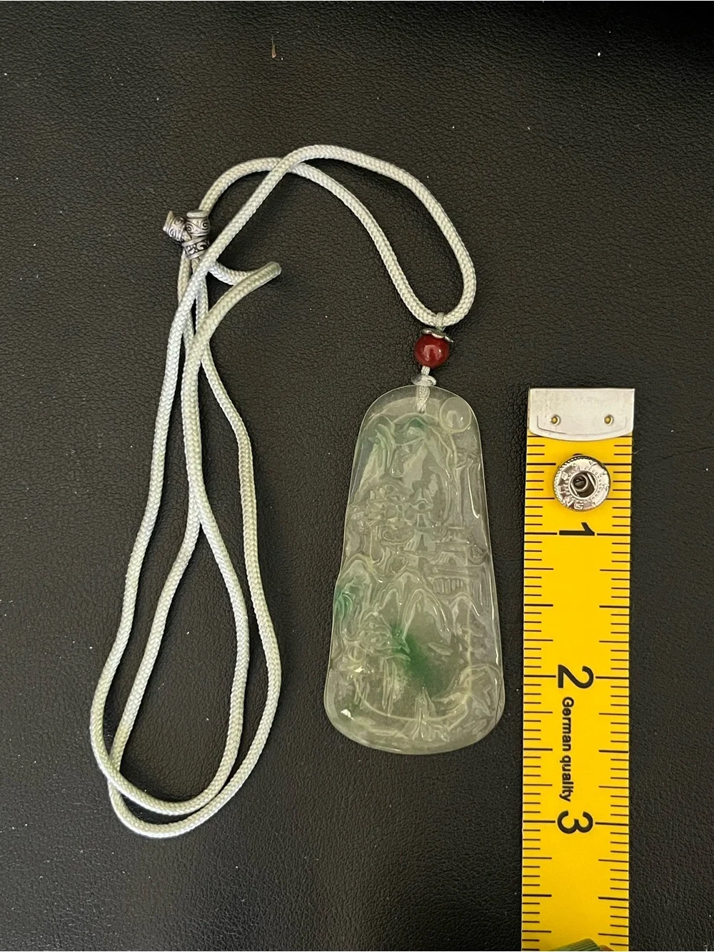Carved Jadeite Jade Landscape Pendant / Necklace
